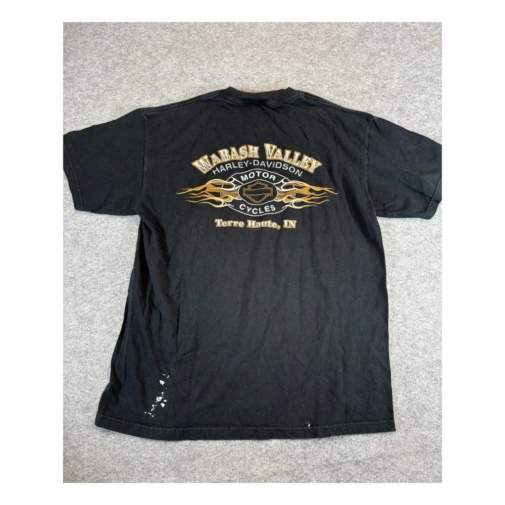 Vintage 90s Harley Davidson Legend Shirt Mens L Black Biker Skull Wabash Valley